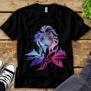 Elsa Disney Frozen 2 Two Tone Gradient Portrait Disney Graphic Unisex Tee Adult